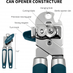 Hom-Aid Manual Can Opener with Magnet: Smooth Edge & Multifunctional