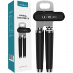 Ultrean Heavy-Duty 2-in-1 Manual Can & Bottle Opener - Soft Touch Grip, Black