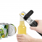 Ultrean Heavy-Duty 2-in-1 Manual Can & Bottle Opener - Soft Touch Grip, Black