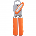 Zulay Kitchen Heavy-Duty Stainless Steel Can Opener w/ Bottle Opener - Soft Grip, Orange