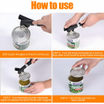 RICKUNCL 2-in-1 Safety Can Opener with Smooth Edge Side Cut, Magnetic Lid Lifter & Bottle Opener, Black - Image 4