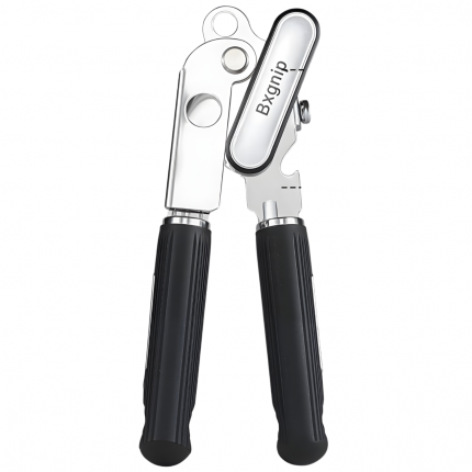 Bxgnip 2-in-1 Manual Can Opener with High-Carbon Steel Blade, Magnetic Lid Lifter & Soft Grip, Black