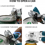 Home-Aid Heavy-Duty Manual Can Opener with Safe-Cut Smooth Edge, Magnetic Lid Lifter & Bottle Opener, Blue - Image 4