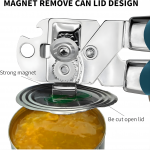 Home-Aid Heavy-Duty Manual Can Opener with Safe-Cut Smooth Edge, Magnetic Lid Lifter & Bottle Opener, Blue - Image 6