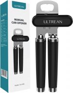 Ultrean Heavy-Duty 2-in-1 Manual Can & Bottle Opener - Soft Touch Grip, Black